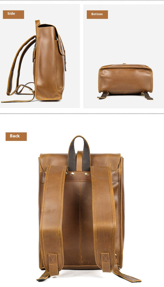 Mochila de Cuero para Viajes de Gran Capacidad con Compartimento Laptop - Image 8