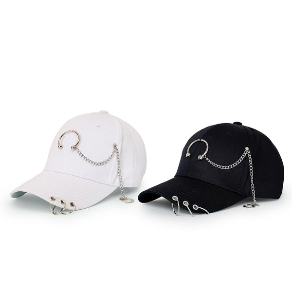 Gorra de Béisbol Ala Ancha con Cadena Decorativa