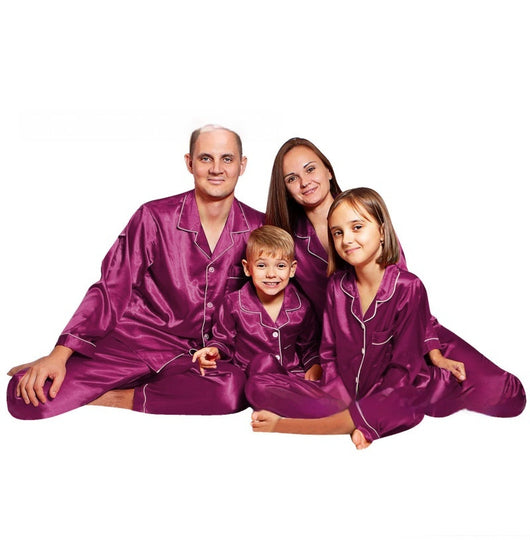 Pijamas Juego Familiar de Seda Helada de Manga Larga - Image 13