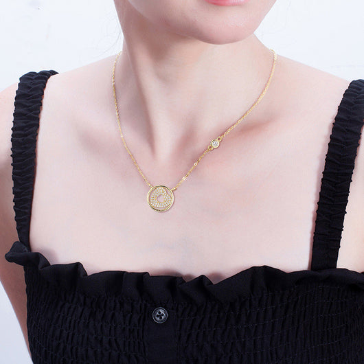 Collar Corazón Plata 925 con Oro 14K y Diamantes Zirconia Hueco