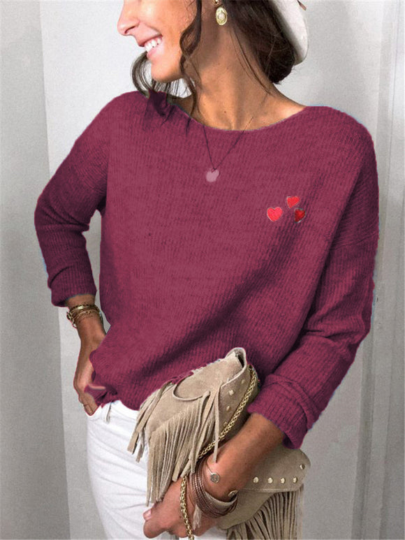 Blusa Holgada con Bordado de Amor y Mangas Largas