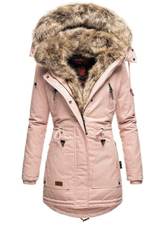 Abrigo Mujer Invierno con Cuello de Piel y Cierre de Cremallera - Image 8