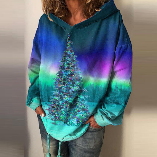 Sudadera Retro Estampada Aurora Azul para Mujer - Image 5