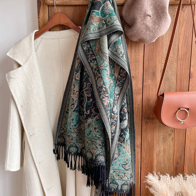 Pashmina Étnica Gruesa con Borlas - Bufanda Térmica Abrigadora - Image 16