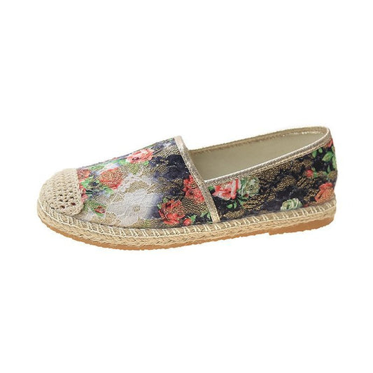 Zapatos Estilo Pescador con Estampado de Hierba para Mujer - Suela Plana