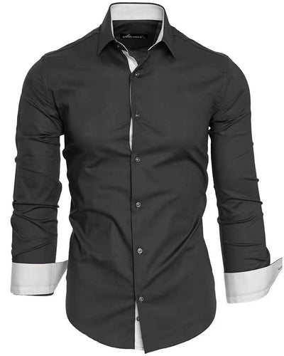 Camisa Casual de Manga Larga con Contraste de Colores para Hombre - Image 3