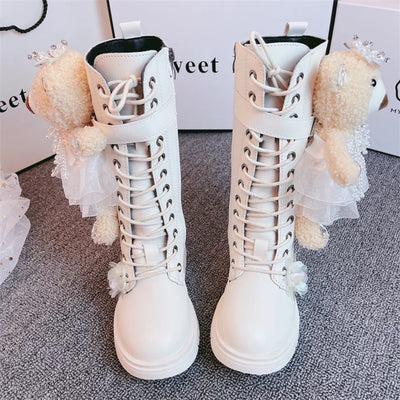 Botas de Cuero con Diseño de Osito para Niñas - Image 7