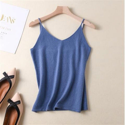 Camiseta Escotada V Suéter Tejido Suelto para Primavera y Verano - Image 4