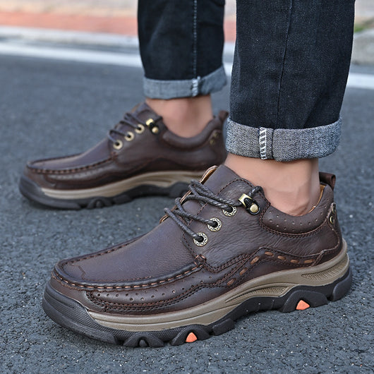 Botas de Senderismo en Cuero Genuino con Suela Reforzada para Hombre