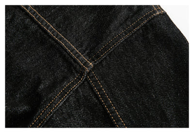 Chaqueta Denim Negra Retro Suelta para Hombre - Estilo Workwear Casual - Image 12