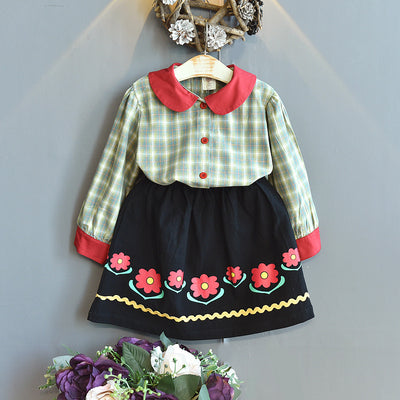 Conjunto Infantil de Falda y Blusa a Cuadros con Contraste de Colores - Image 8