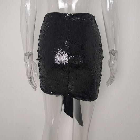 Minifalda Escotada con Lentejuelas Brillantes - Image 4