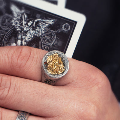 Anillo de Cobre con Incrustaciones de Plata - Ojo de Horus Faraónico - Image 7