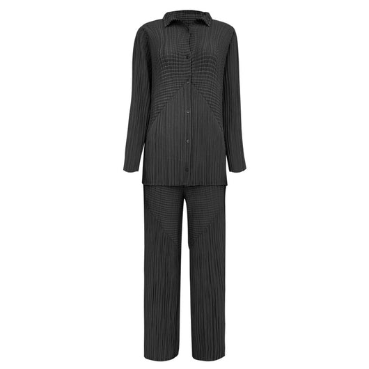 Conjunto de Moda: Blusa Plisada Manga Larga y Pantalón Recto Casual - Image 7