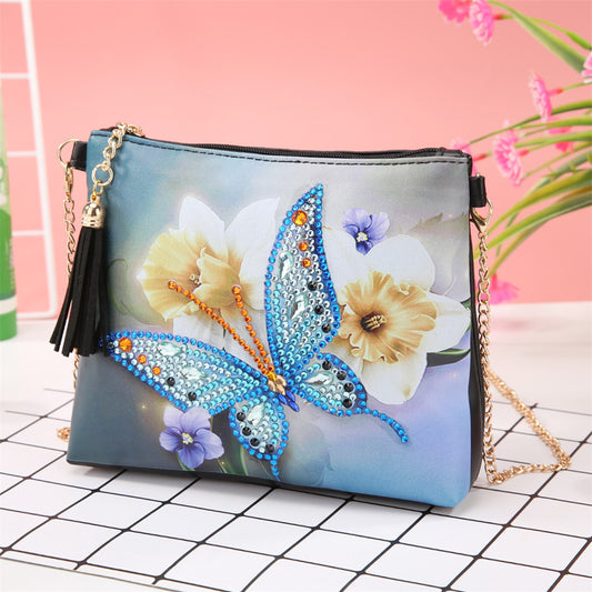 Bolsa Mensajero Diamond Painting con Diseño de Mariposa - Pintura de Diamantes Hecha a Mano