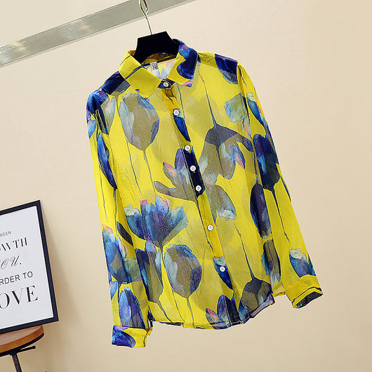 Blusa Estampada de Gasa Ligera para Mujer
