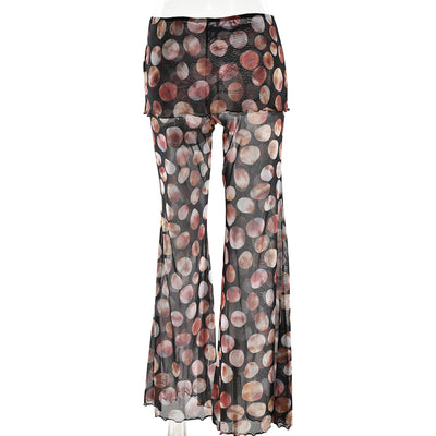 Pantalones Estampado Leopardo y Flores con Malla - Image 9