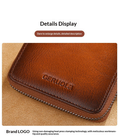 Cartera de Cuero Genuino para Hombre con Múltiples Compartimientos y Cierre de Cremallera - Image 10
