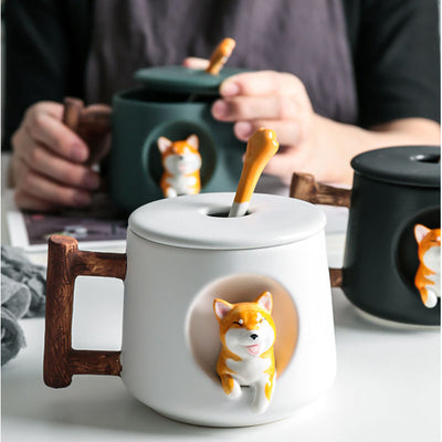 Taza de Cerámica Shiba Inu y Corgi para Parejas - Image 3