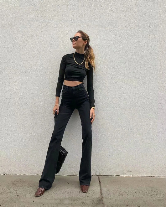 Jeans Retro Slim Micro Acampanados para Mujer - Estilo Europeo y Americano - Image 12