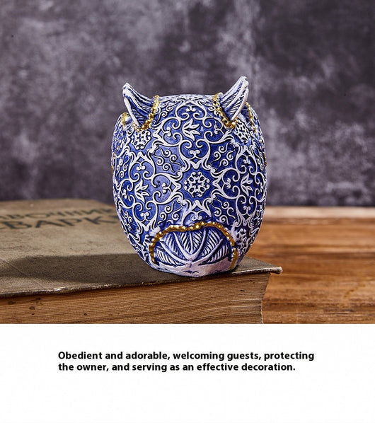 Búho Decorativo Azul y Blanco - Adorno Creativo para el Hogar - Image 14