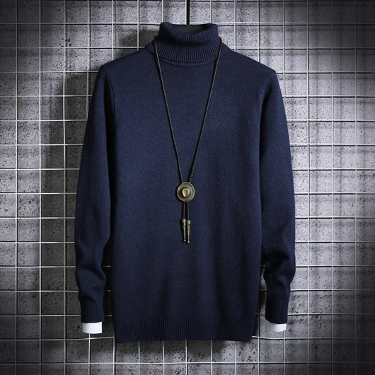 Suéter Cuello Alto Hombre Talla Grande - Pullover Liso y Versátil - Image 10