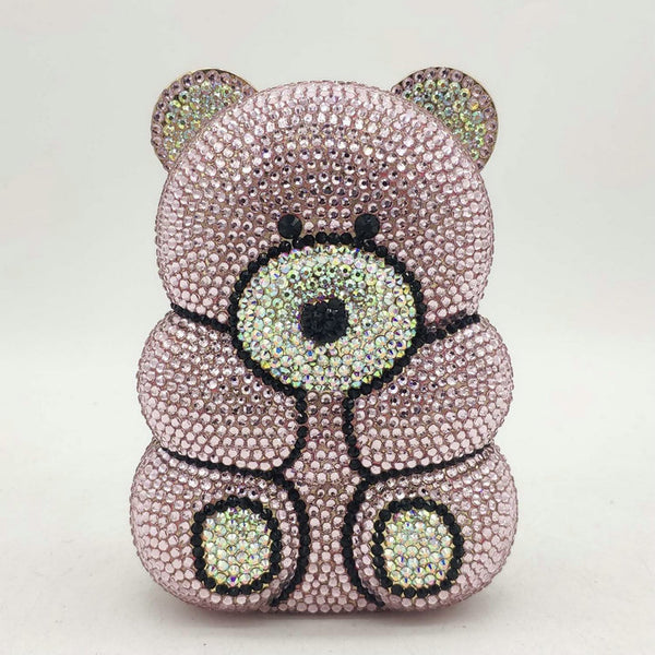 Bolso de Fiesta con Diseño de Osito y Cristales Brillantes