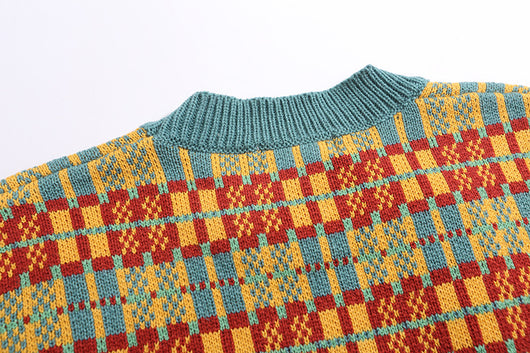 Suéter Casual de Cuello Redondo con Estampado Escocés para Hombre - Image 6