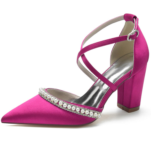 Zapatos de Tacón Cuadrado con Punta Afilada y Cristales Brillantes - Image 44