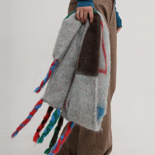 Bufanda Jacquard de Lana con Flecos Trenzados y Contraste - Image 10