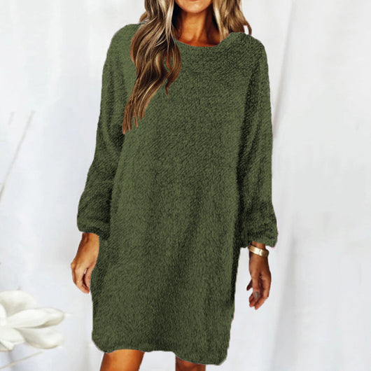 Vestido Suéter Largo Holgado en Felpa - Image 13