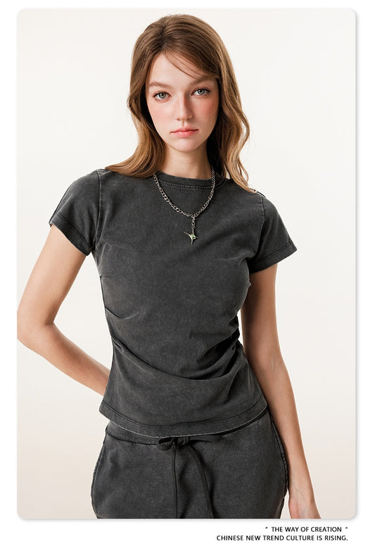 Camiseta Americana de Cintura Fruncida con Efecto Reductor - Image 18