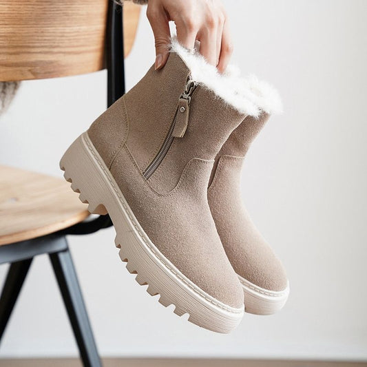 Botas Cortas Acolchadas con Suela Elevada y Forro Grueso