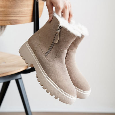 Botas Cortas Acolchadas con Suela Elevada y Forro Grueso