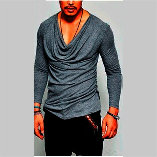 Camiseta Slim Cuello de Pelúche Manga Larga para Hombre - Image 9