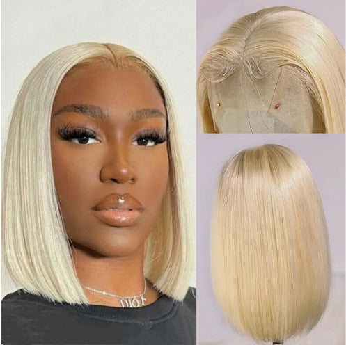 Peluca Bob Rubio 613 Cabello Humano Liso Corto para Mujer - Image 11