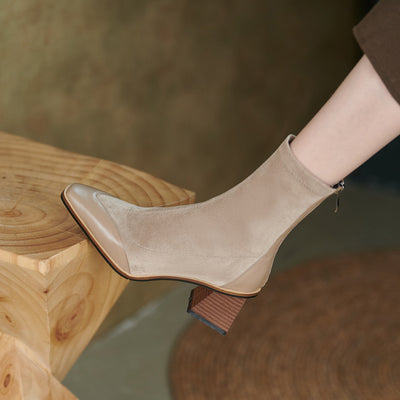 Botas Cortas de Tacón Grueso y Punta Afilada para Mujer - Image 11