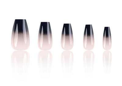 Uñas Postizas Degradado Blanco y Negro Efecto Bailarina - Image 9