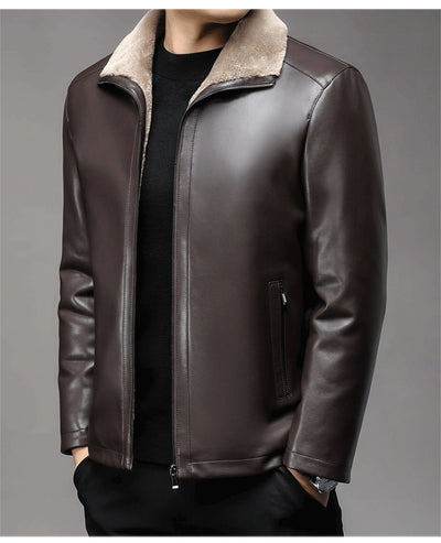 Abrigo de Cuero Premium con Cuello de Piel y Forro Polar Térmico - Image 20