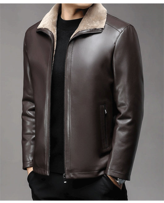Abrigo de Cuero Premium con Cuello de Piel y Forro Polar Térmico - Image 20