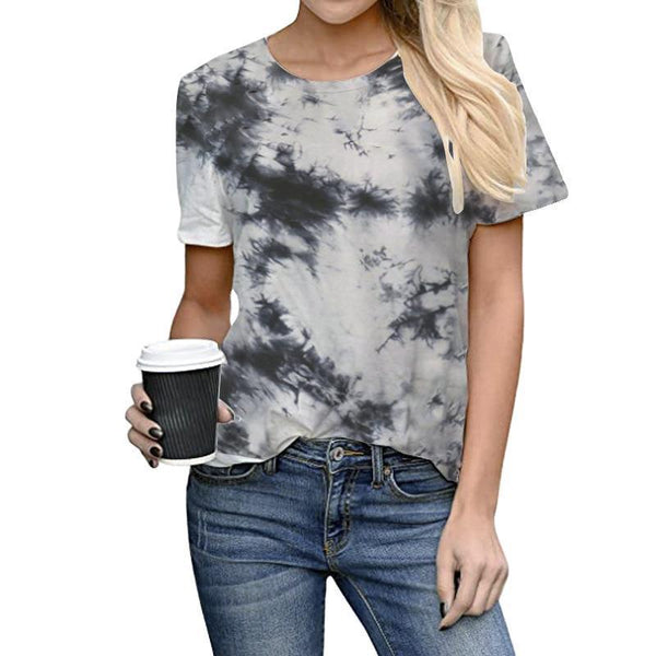 Playera Tie-Dye Estampado Cuello Redondo Talla Grande Manga Corta