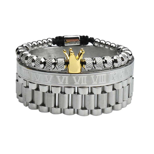 Pulsera de Acero Inoxidable para Hombre con Piña y Texto Romano - Image 3