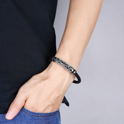 Pulsera de Cuero y Acero Inoxidable Estilo Punk - Image 9