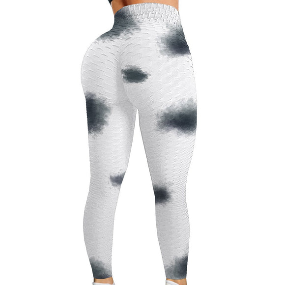 Calças de moletom tie-dye de cintura alta e justas
