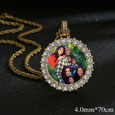 Dije Medallón Fotográfico de Pareja con Diamantes Hip Hop - Collar Memorial - Image 14