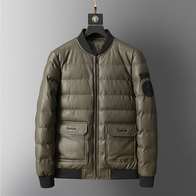 Chaqueta de Cuero Coreana para Hombre - Abrigo de Invierno Elegante y Cálido - Image 4