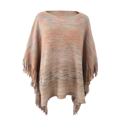 Poncho Suéter Rayas con Fleco - Abrigo Elegante y Versátil - Image 11