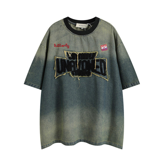 Playera Tie-dye Degradado en Denim para Hombre