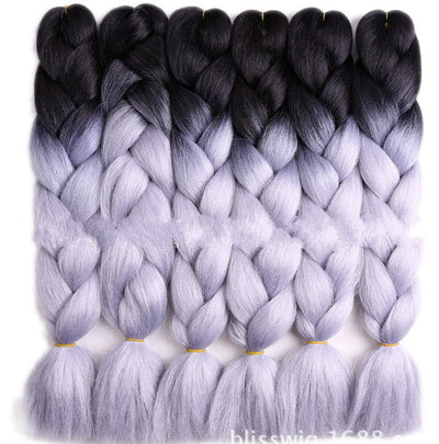 Peluca Trenzas Jumbo Degradado Negro - Fibra de Seda Resistente al Calor - Image 13