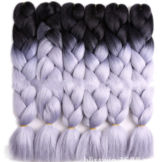 Peluca Trenzas Jumbo Degradado Negro - Fibra de Seda Resistente al Calor - Image 13